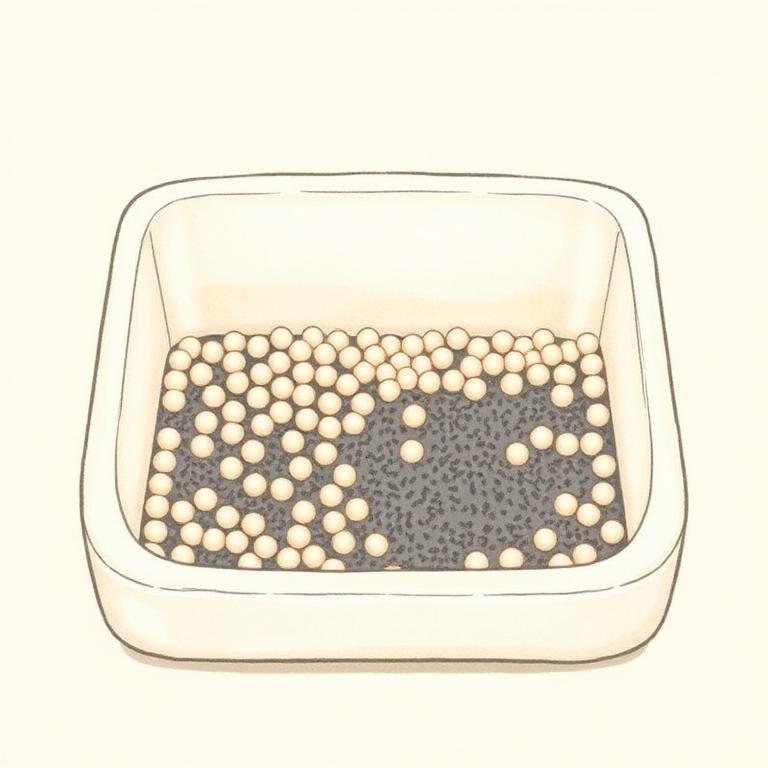 Step 3 of transitioning your cat to huloo huloo tofu litter: Day 5–6